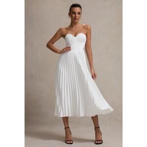 NEW Club London Pleated Strapless Midi Dress Bridal Shower Size 8